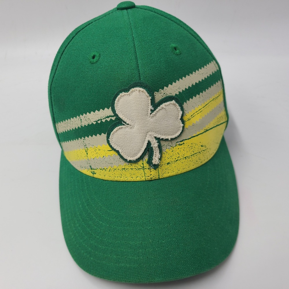 Boston Celtics Hat Fitted S-M Adidas Green Yellow NBA Basketball Trefoil Logo